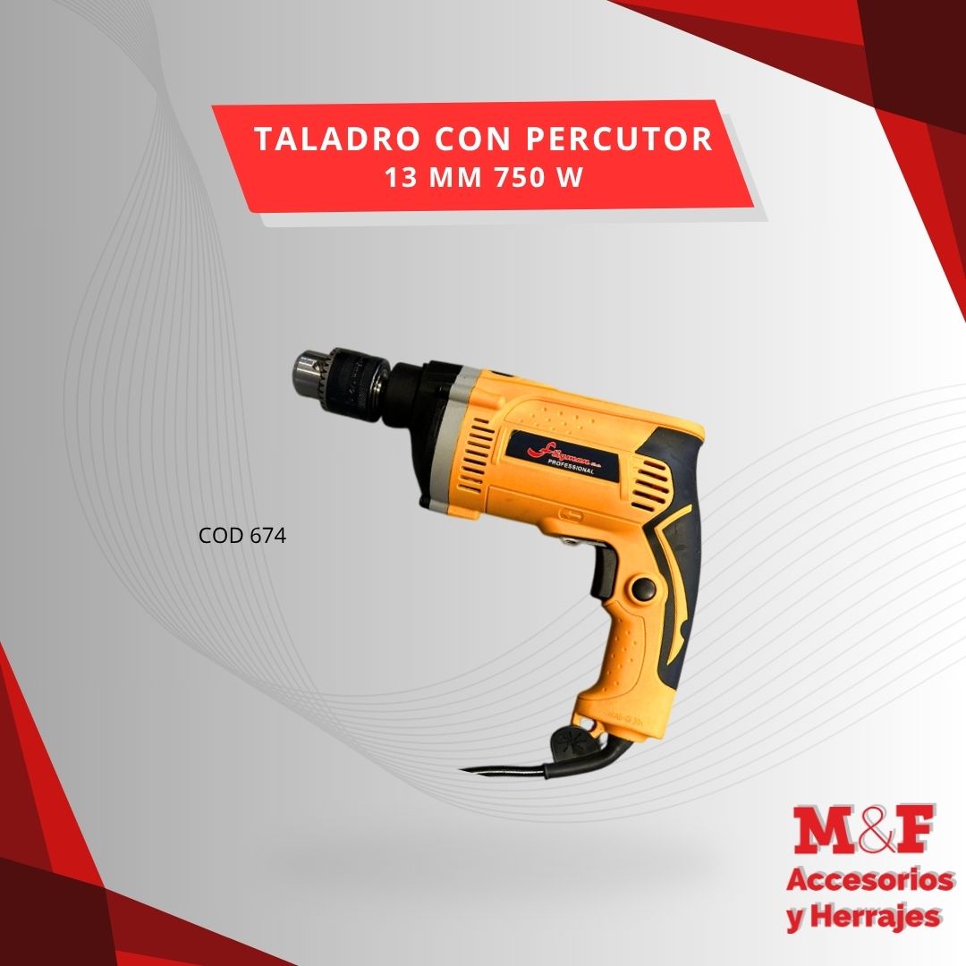 Taladro Eléctrico Percutor 13 mm 750W 